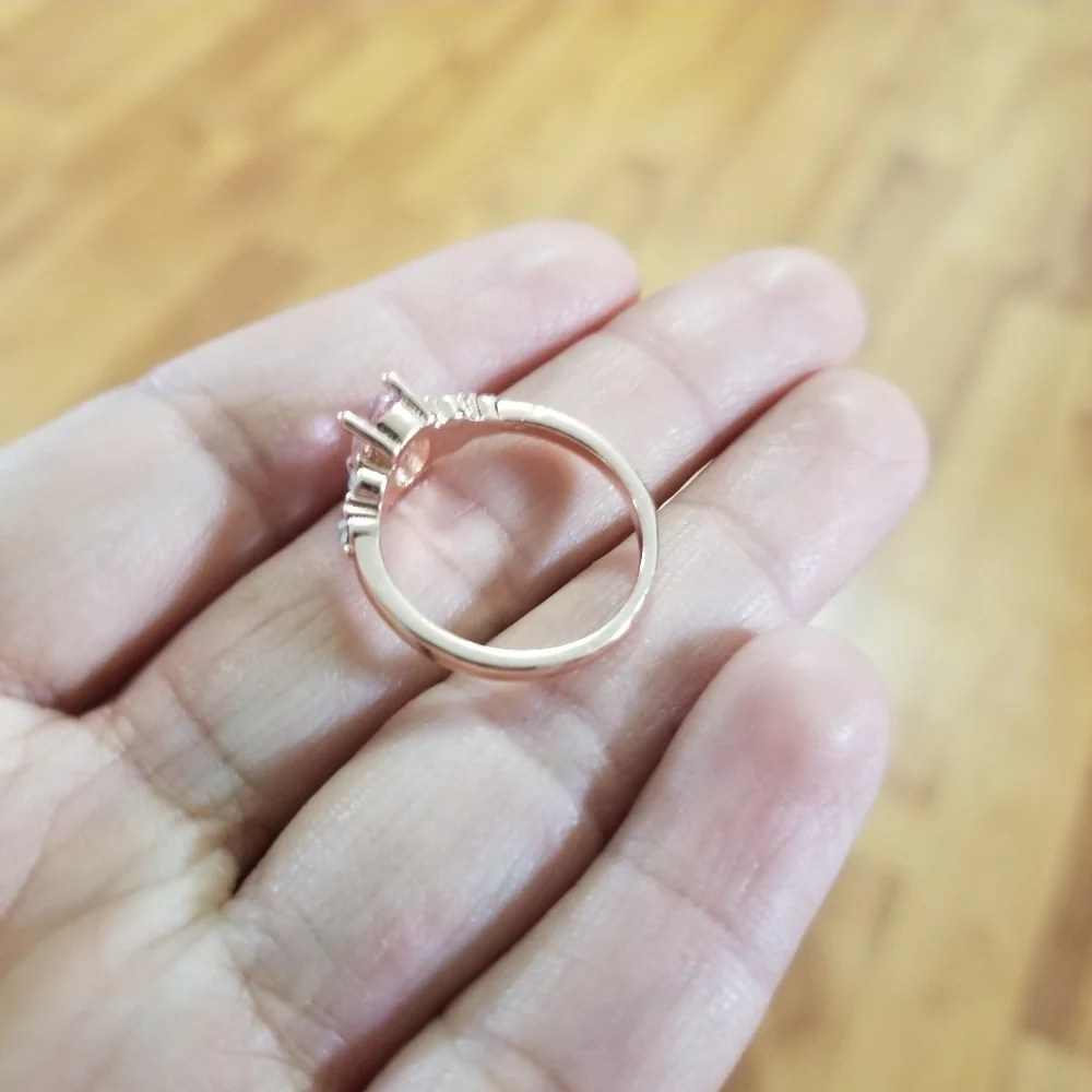 Beautiful Rose Gold Romantic Decorative Sz 8 Ring Zircon Gift - Picture 6 of 6